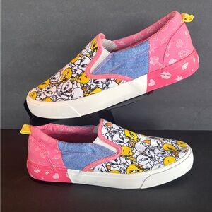 Ground Up Tweety Bird Colorful Cartoon Slip-On Shoes Womens size 7.5